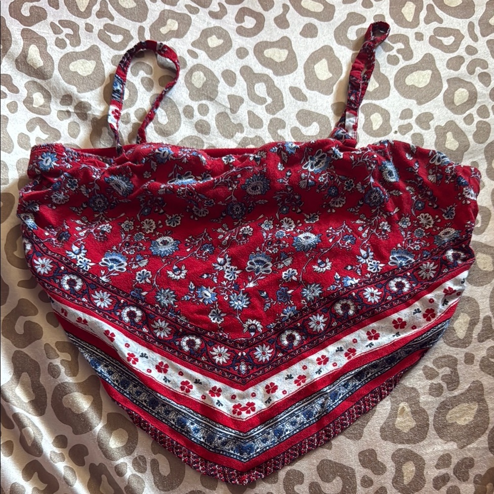 No Boundaries Red Floral Crop Top